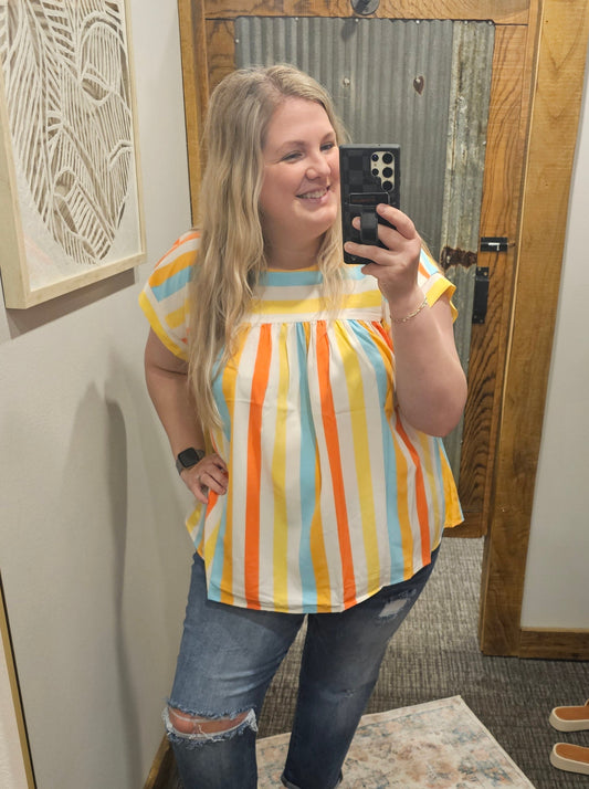 KARLEY CURVY MULTI COLORED BLOUSE