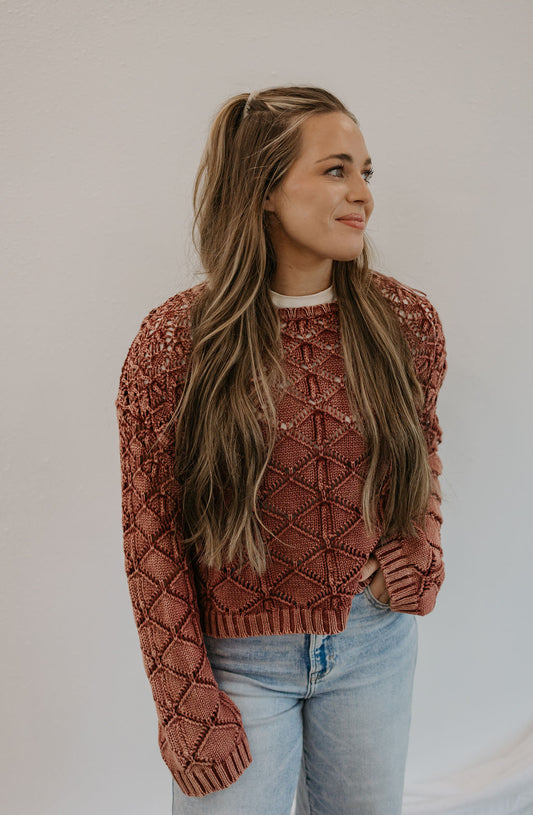 NAYSHA CROCHET KNIT SWEATER