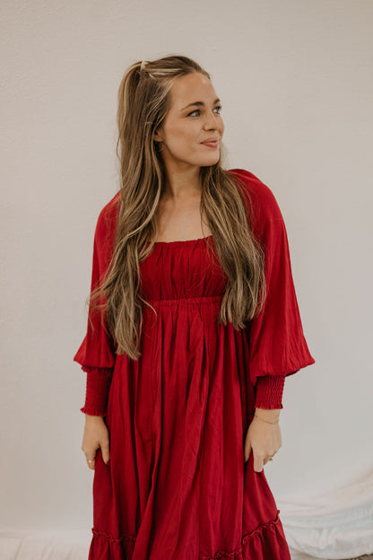 MERLOT LONG SLEEVE DRESS