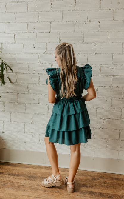 JADE RUFFLE SLEEVE DRESS