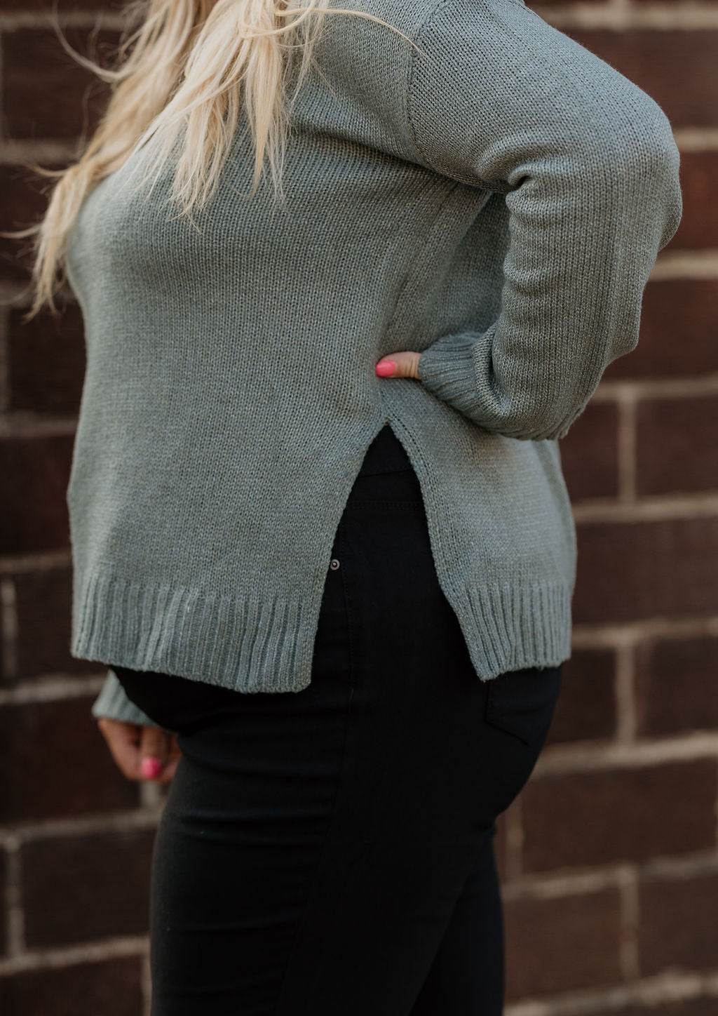 KIERRA T. GREY MARBLED VNECK SWEATER