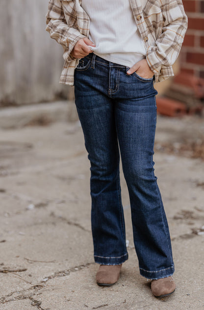 FINLEY GIRLS DARK FLARE JEANS