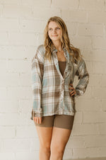 WALLIS BLUE AND BROWN PLAID BUTTON DOWN BY IVY & CO