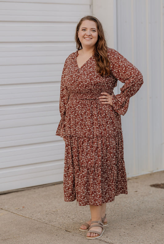 EVERLYNN CURVY FLORAL LONG MAXI DRESS