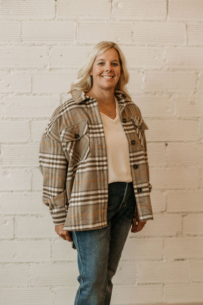 LIDIYA MOCHA PLAID SHACKET