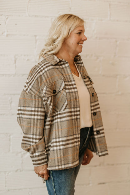 LIDIYA MOCHA PLAID SHACKET