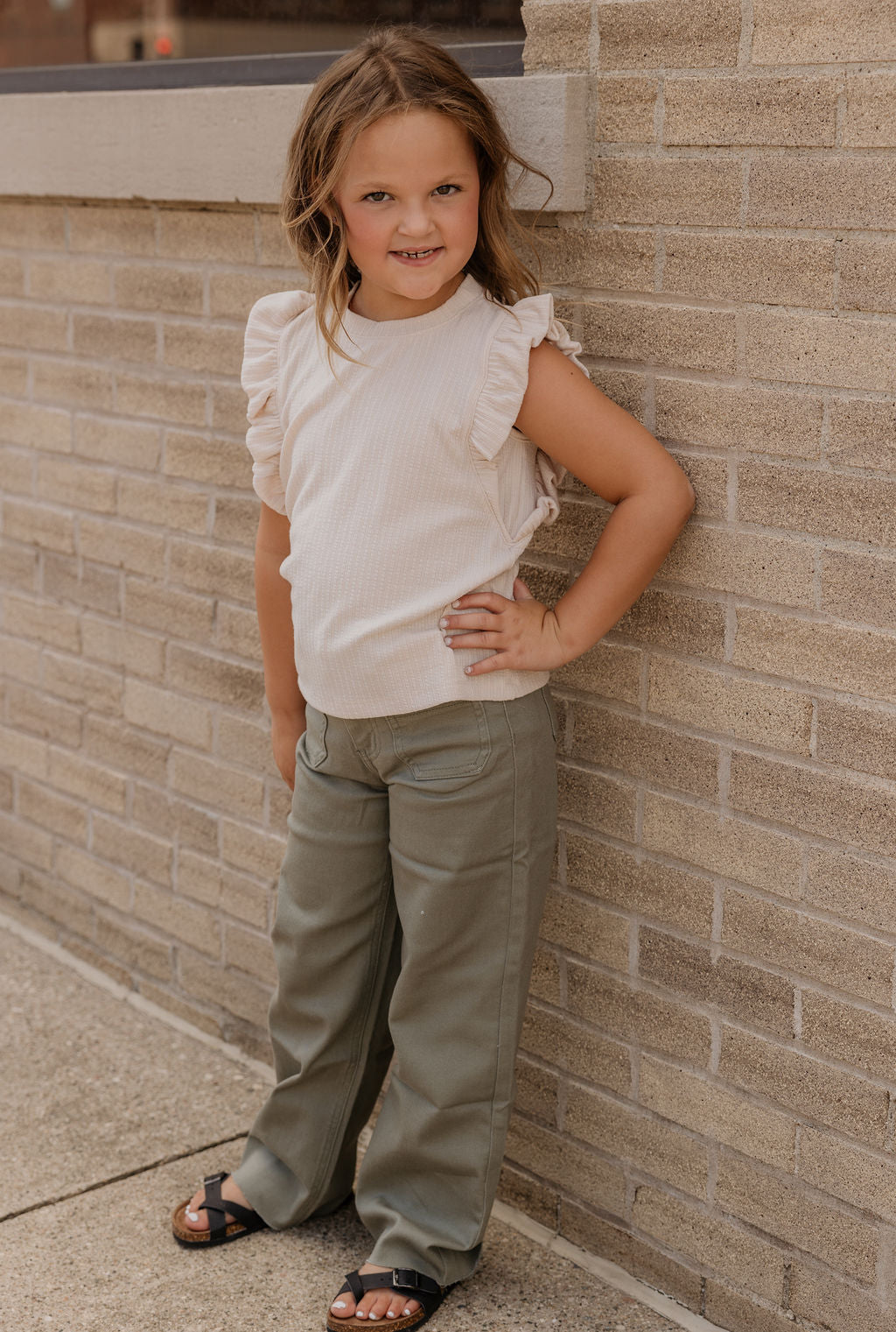 KANE GIRLS GREEN HIGH RISE PANTS