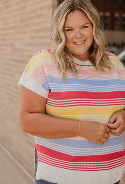 LEANOR CURVY STRIPED SWEATER TOP