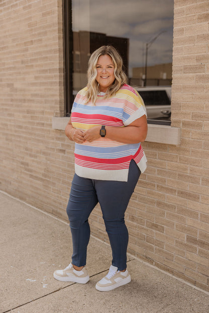 LEANOR CURVY STRIPED SWEATER TOP