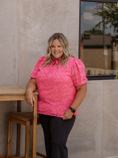 MISSY CURVY HOT PINK BLOUSE