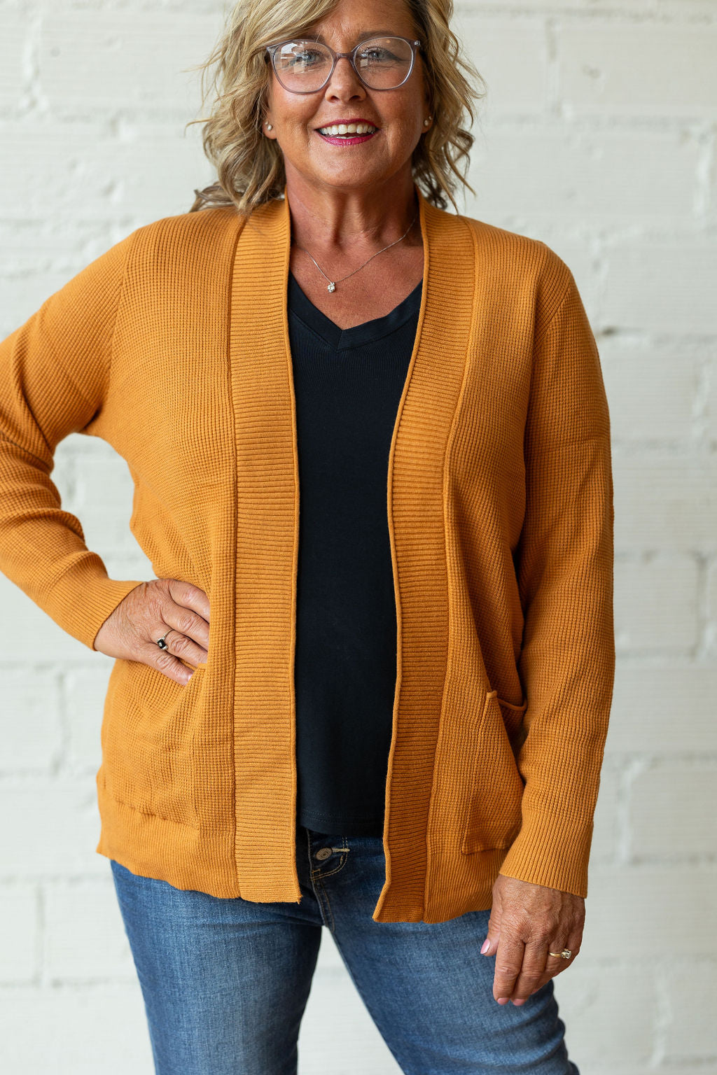 LYNN WAFFLE KNIT CARDIGAN 4 COLOR OPTIONS