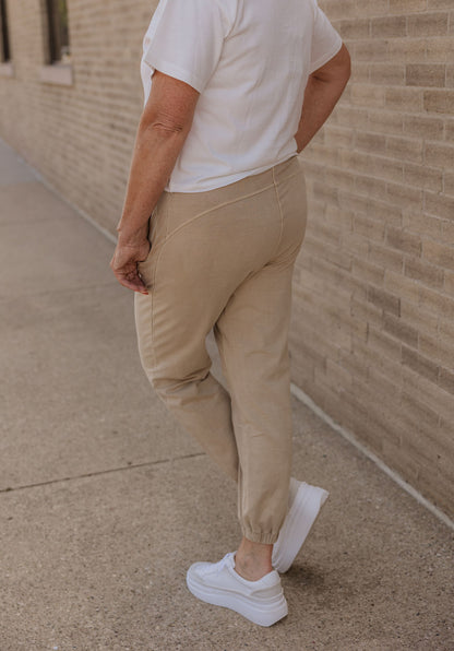 FINLEY TAUPE TWILL JOGGERS