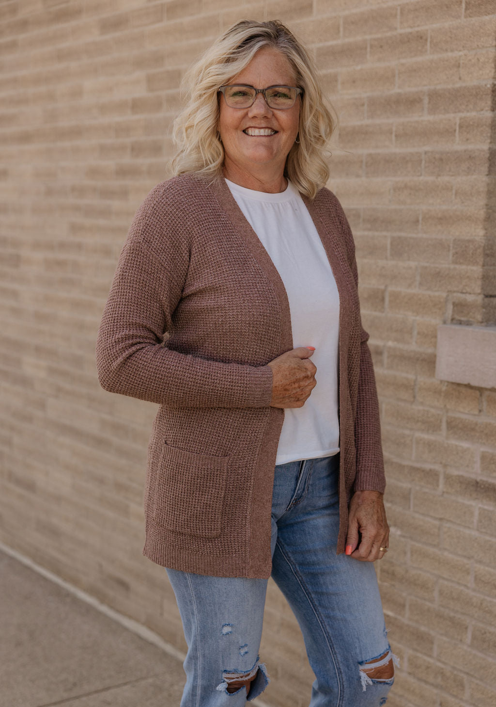 DAWN WAFFLE TEXTURED OPEN FRONT CARDIGAN 2 COLOR OPTIONS