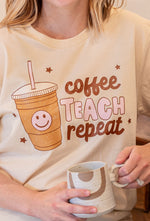 COFFEE TEACH REPEAT GRAPHIC TEE