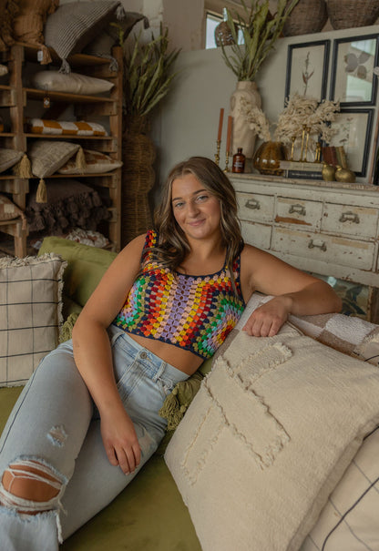 HARLI MULTI COLORED CROCHET TANK TOP BY IVY & CO