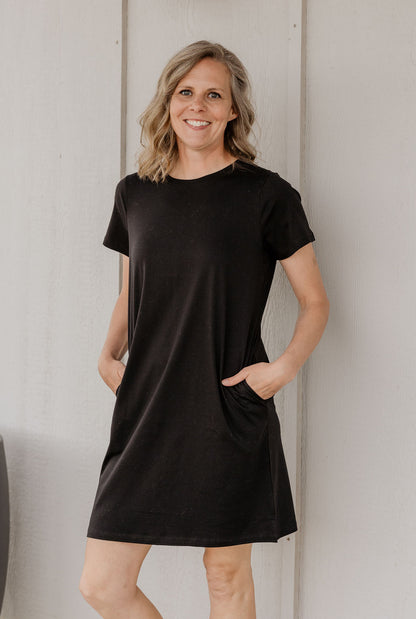 THEA CASUAL BLACK SHORT DRESS