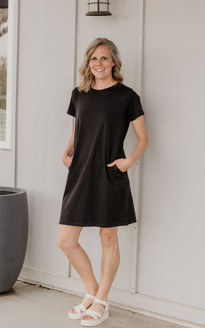 THEA CASUAL BLACK SHORT DRESS