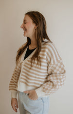 KARMEN CHECKERED STRIPED CARDIGAN BY IVY & CO