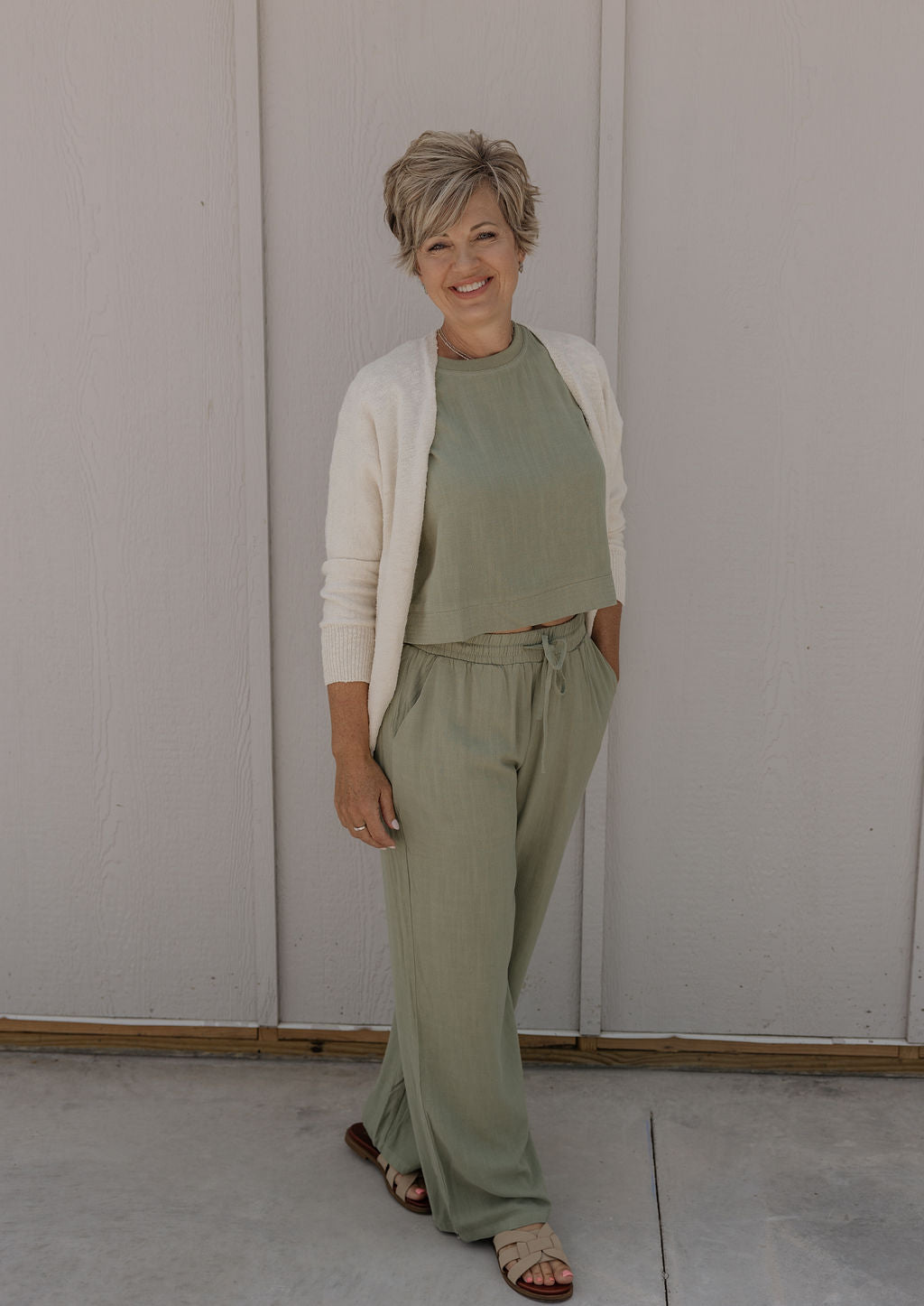 ELAINE SAGE LINEN TOP AND BOTTOM SET