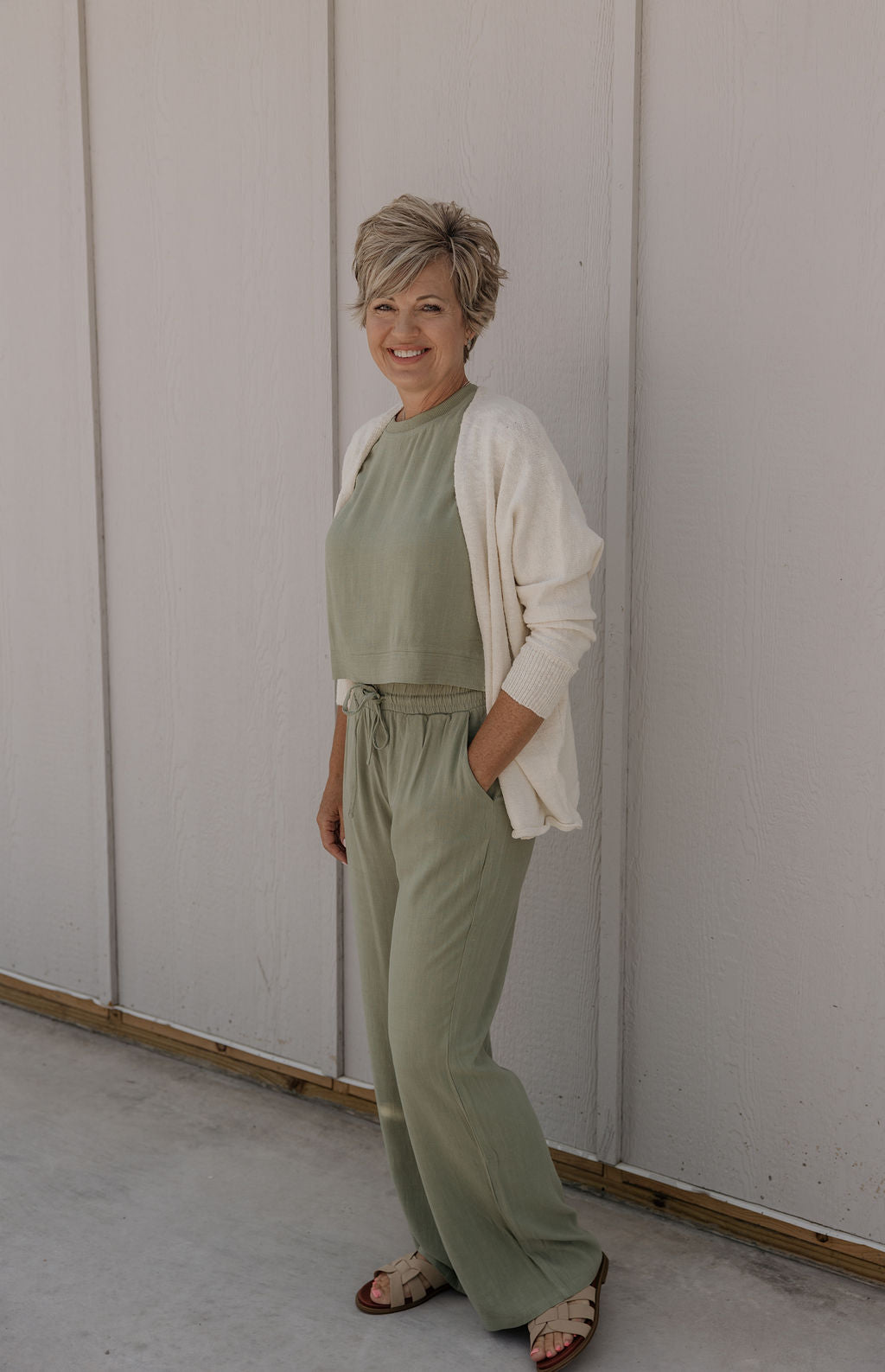 ELAINE SAGE LINEN TOP AND BOTTOM SET