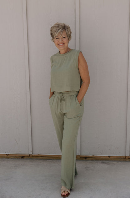 ELAINE SAGE LINEN TOP AND BOTTOM SET