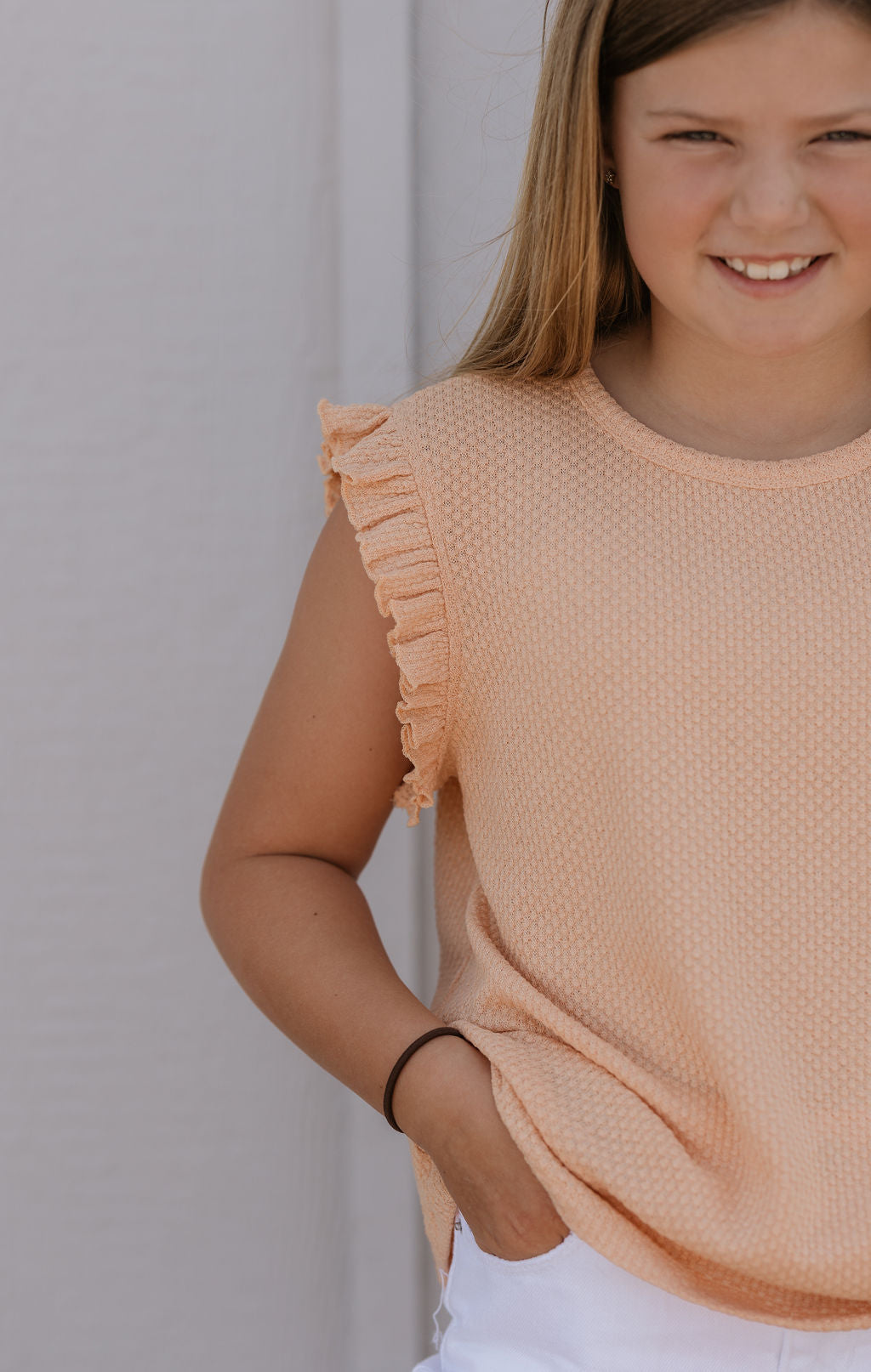 MAYLIN GIRLS APRICOT RUFFLE TANK TOP