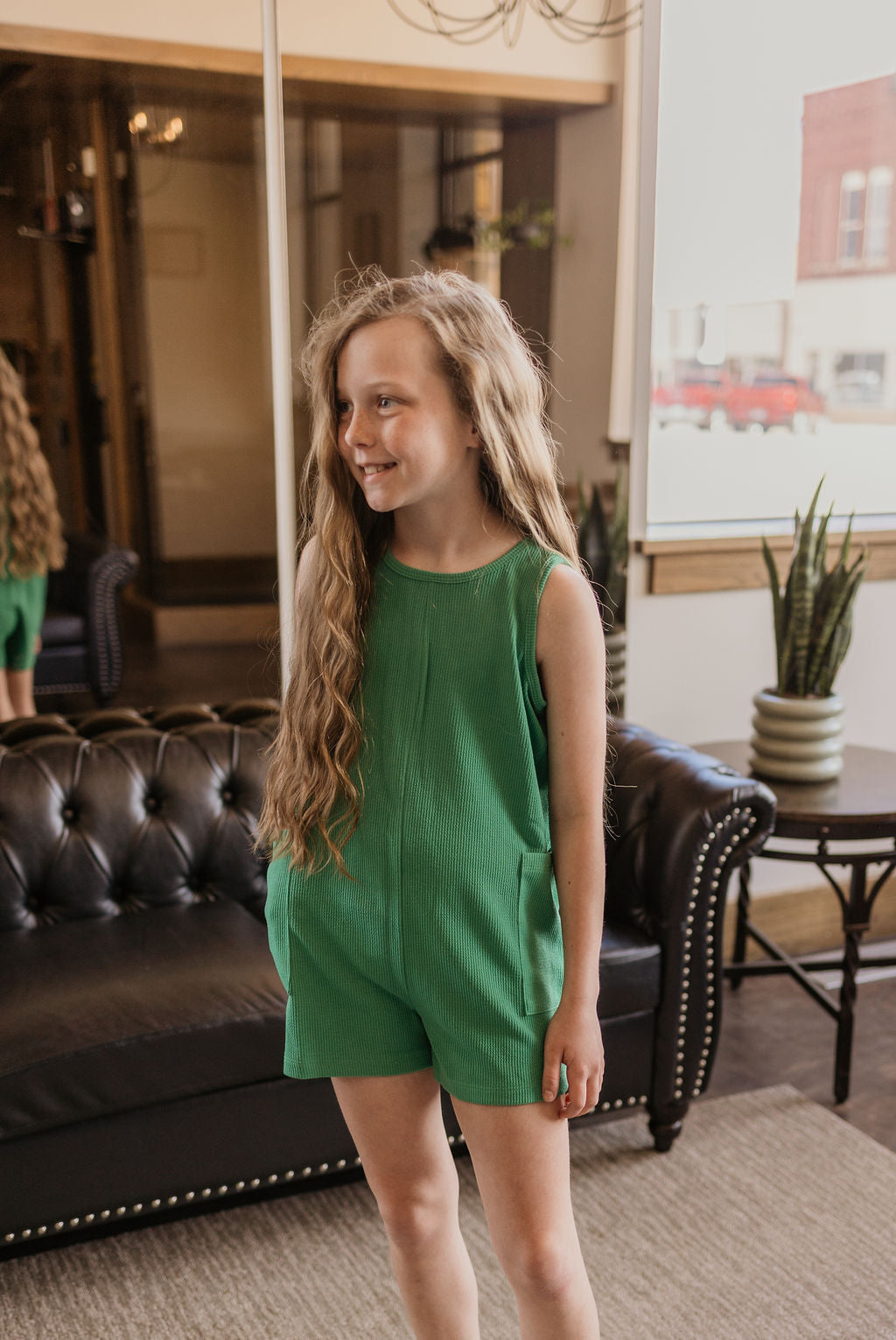 MAXINE GIRLS GREEN ROMPER