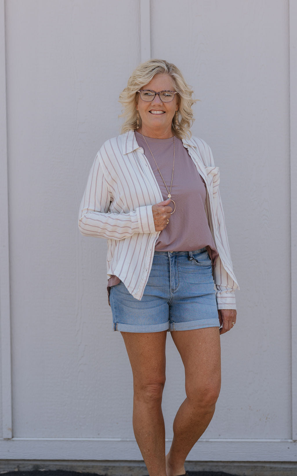 STELLA BUTTON UP STRIPED TOP