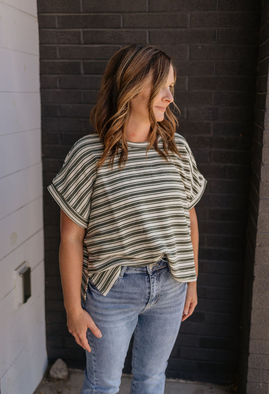 CHANEL STRIPED SHORT SLEEVE TEE