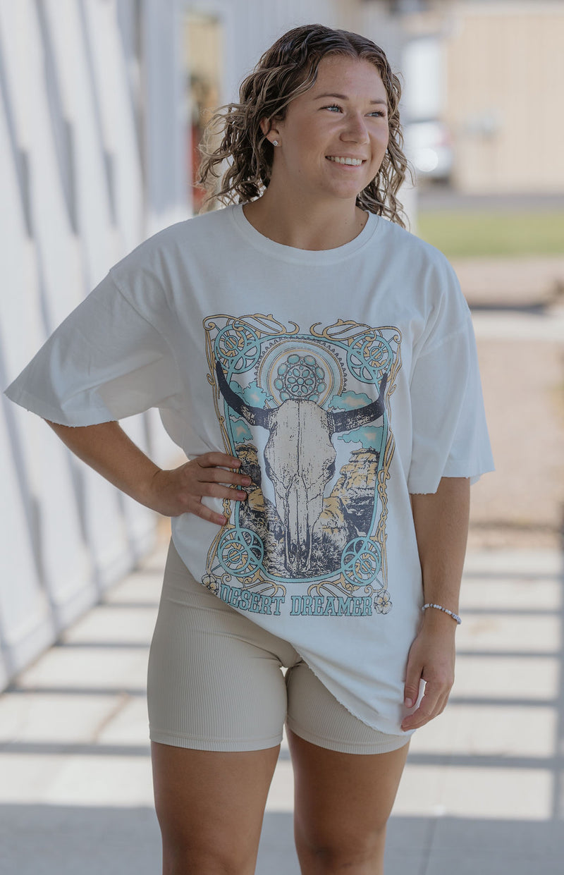 IVORY DESERT DREAMER OVERSIZED GRAPHIC TEE BY IVY & CO