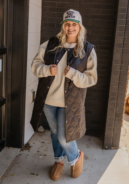 BOONE CURVY QUILTED LONG VEST