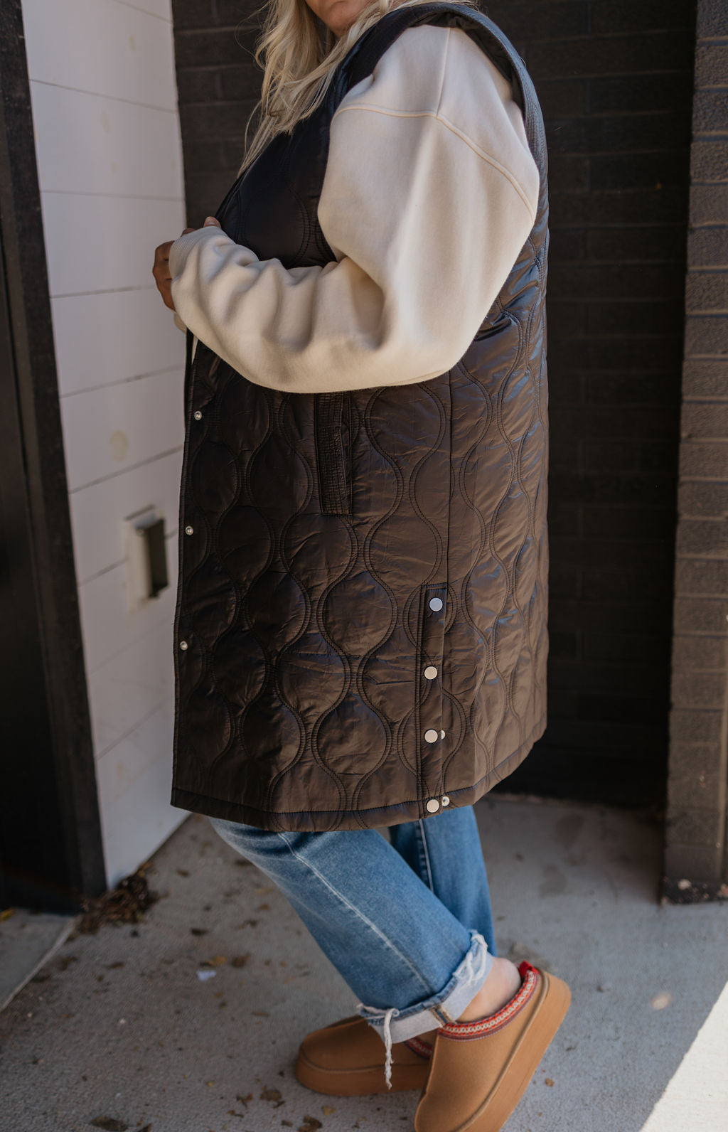 BOONE CURVY QUILTED LONG VEST