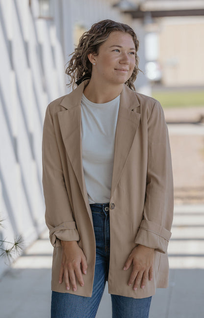 HAZEL LIGHT WEIGHT TOFFEE COLORED BLAZER