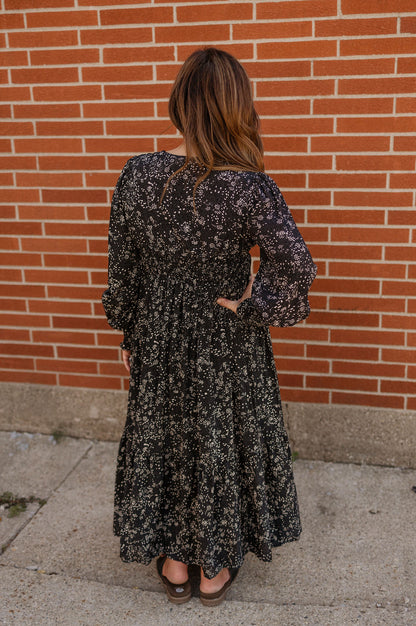 KAIA FLORAL BUTTON MAXI DRESS