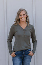 FRANKIE BUTTON FRONT LONG SLEEVE TOP MULTIPLE COLOR OPTIONS