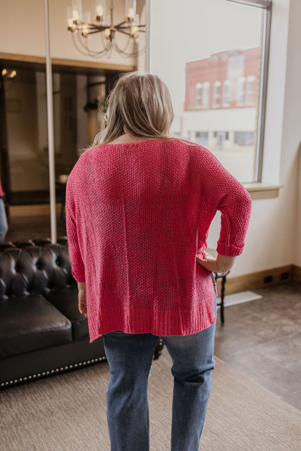 SHAYLEE CURVY KNITTED PINK SWEATER