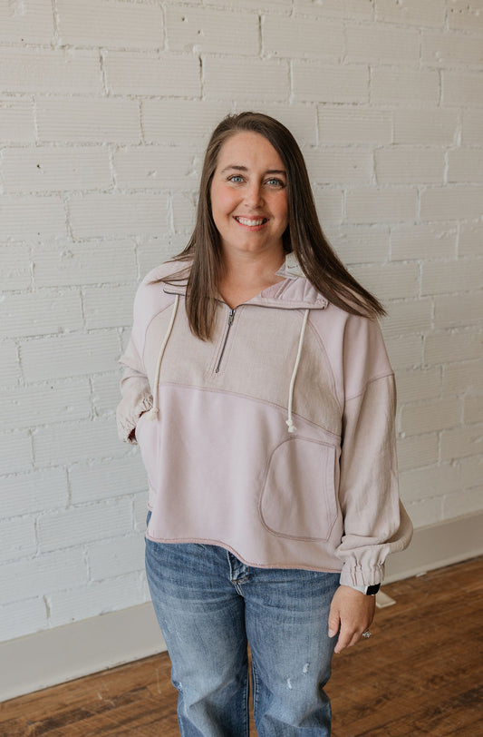 ELAINA QUARTER ZIP LINEN CASUAL TOP BY IVY & CO