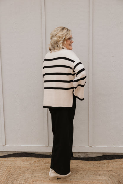 KIMBERLYN CREAM AND BLACK STRIPED SWEATER