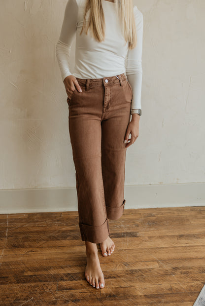 CHRYSTAL ESPRESSO CUFFED PANTS BY IVY & CO