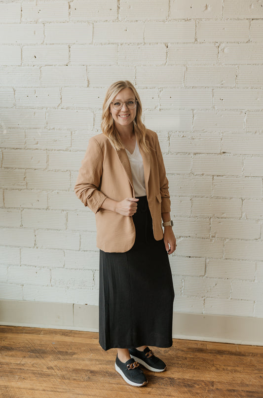 ROCHELLE CAMEL COLLARED BLAZER