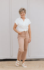 LOTTIE BROWN SUGAR HIGH RISE CROPPED BOTTOMS