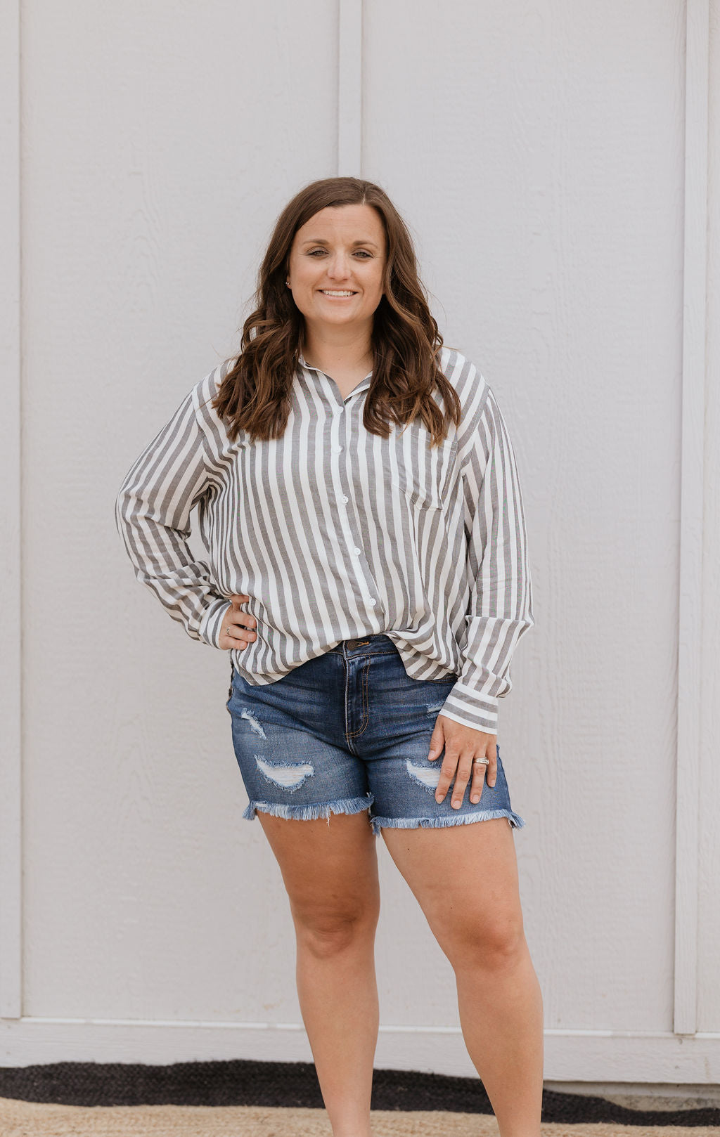 APRIL STRIPED BUTTON DOWN TOP 2 COLOR OPTIONS