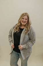 LIBBY CURVY WAFFLE KNIT CARDIGAN WITH HOOD 2 COLOR OPTIONS