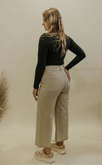 TRACI ASH MOCHA CROPPED WIDE LEG PANTS WITH FRONT POCKETS