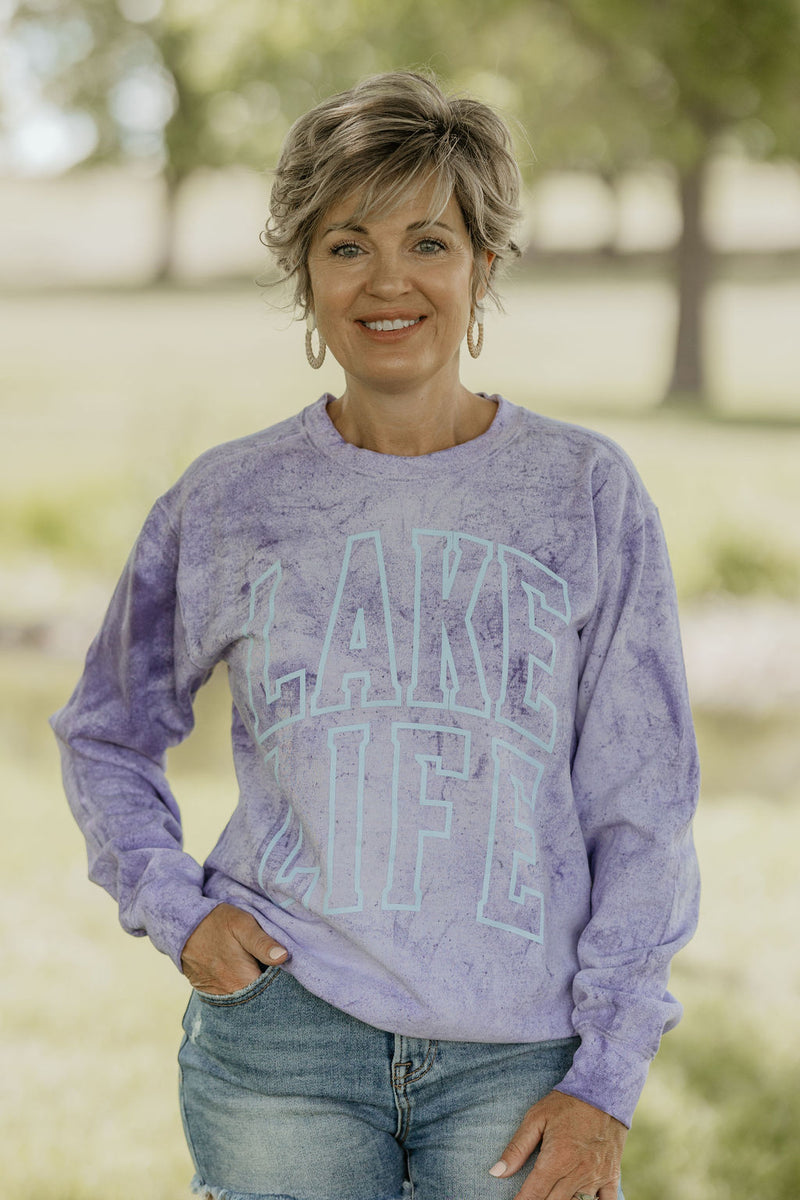 LAKE LIFE TIE DYE CREW NECK SWEATSHIRT 2 COLOR OPTIONS