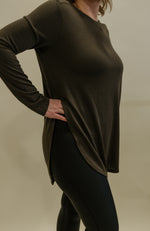 LYDIA LONG SLEEVE FLOW TOP WITH SIDE SLITS 3 COLOR OPTIONS