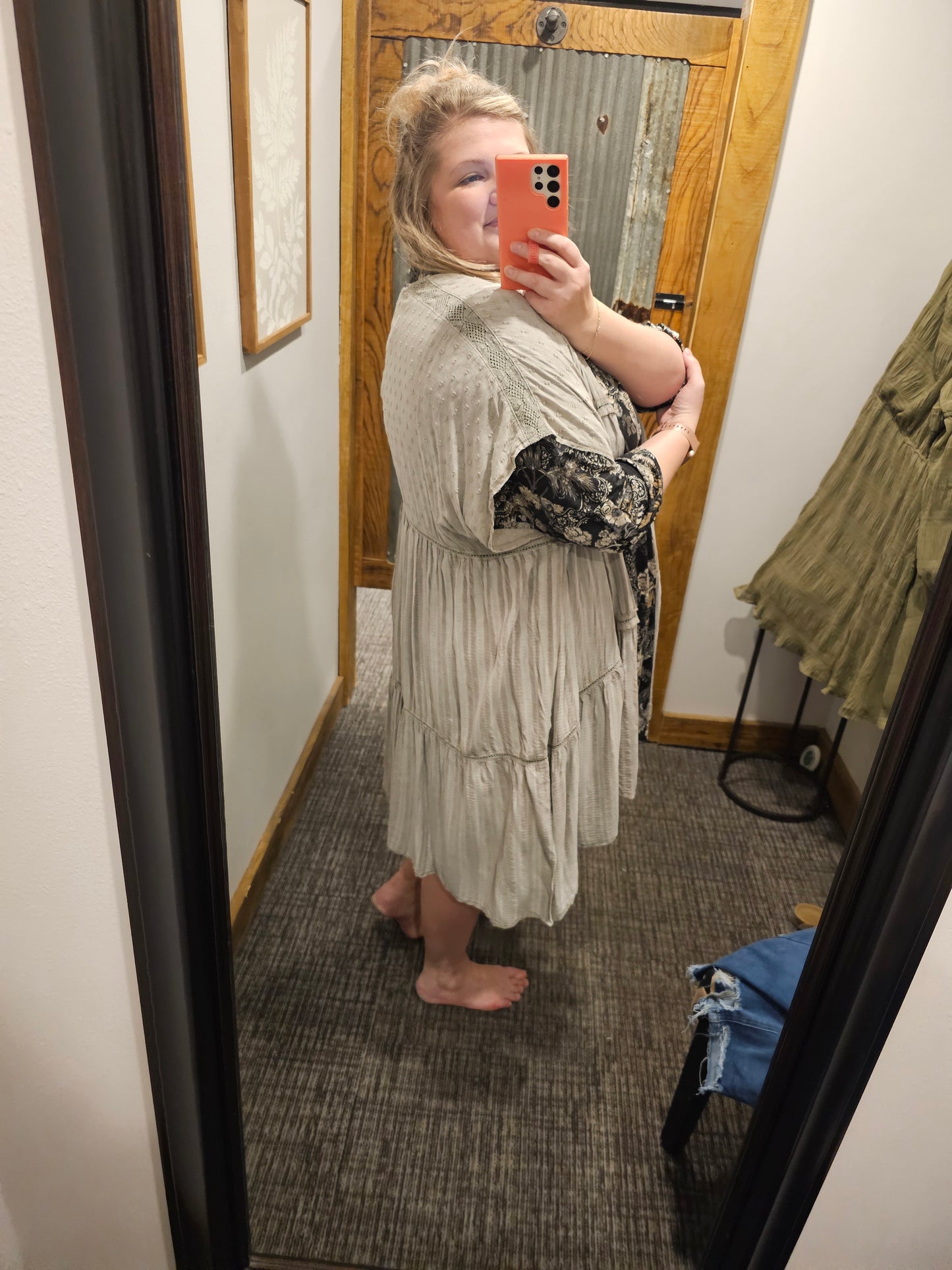 MELANY CURVY ASH GREY SHORT SLEEVE KIMONO