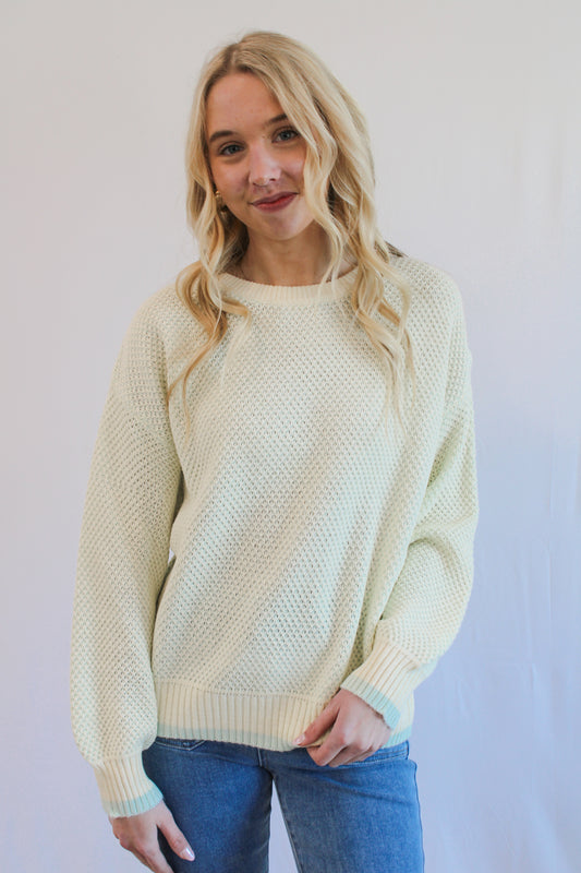 HARPER MINT & CREAM KNIT SWEATER