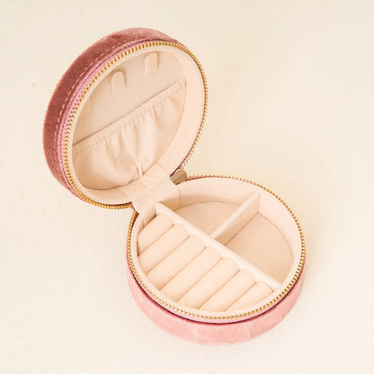 ROUND VELVET JEWELRY CASE