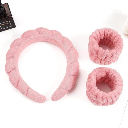 SPA HEADBAND AND WRISTBAND SET